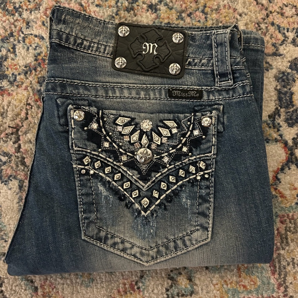 Miss Me Embellished Signature Boot Cut Jeans Size 33